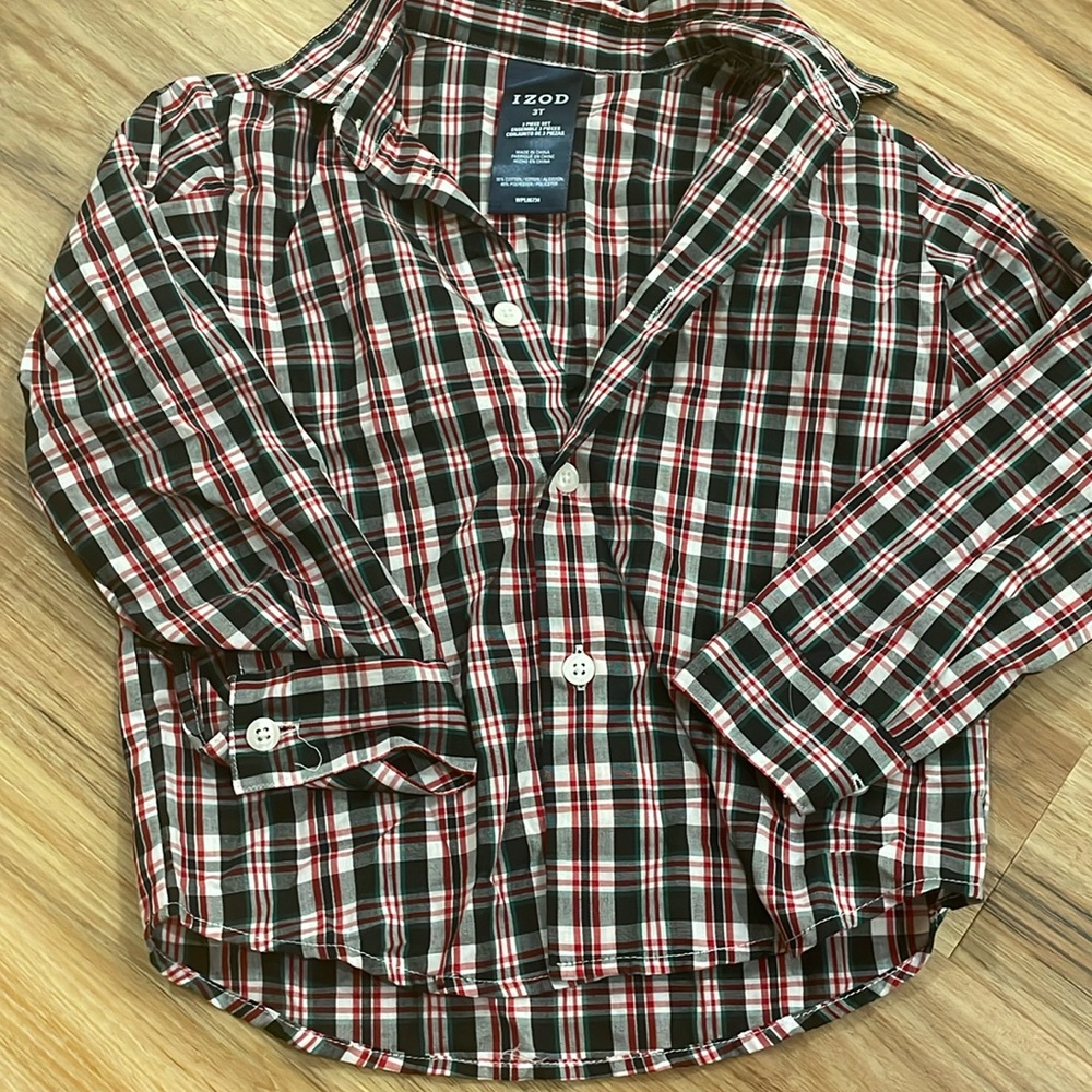 Black and red button down